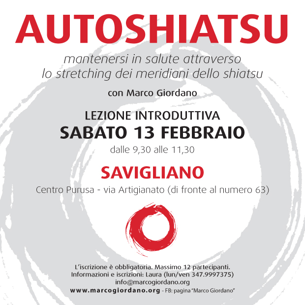 <b>corso di AUTOSHIATSU</b> sabato 13 febbraio <b>SAVIGLIANO (Cuneo)