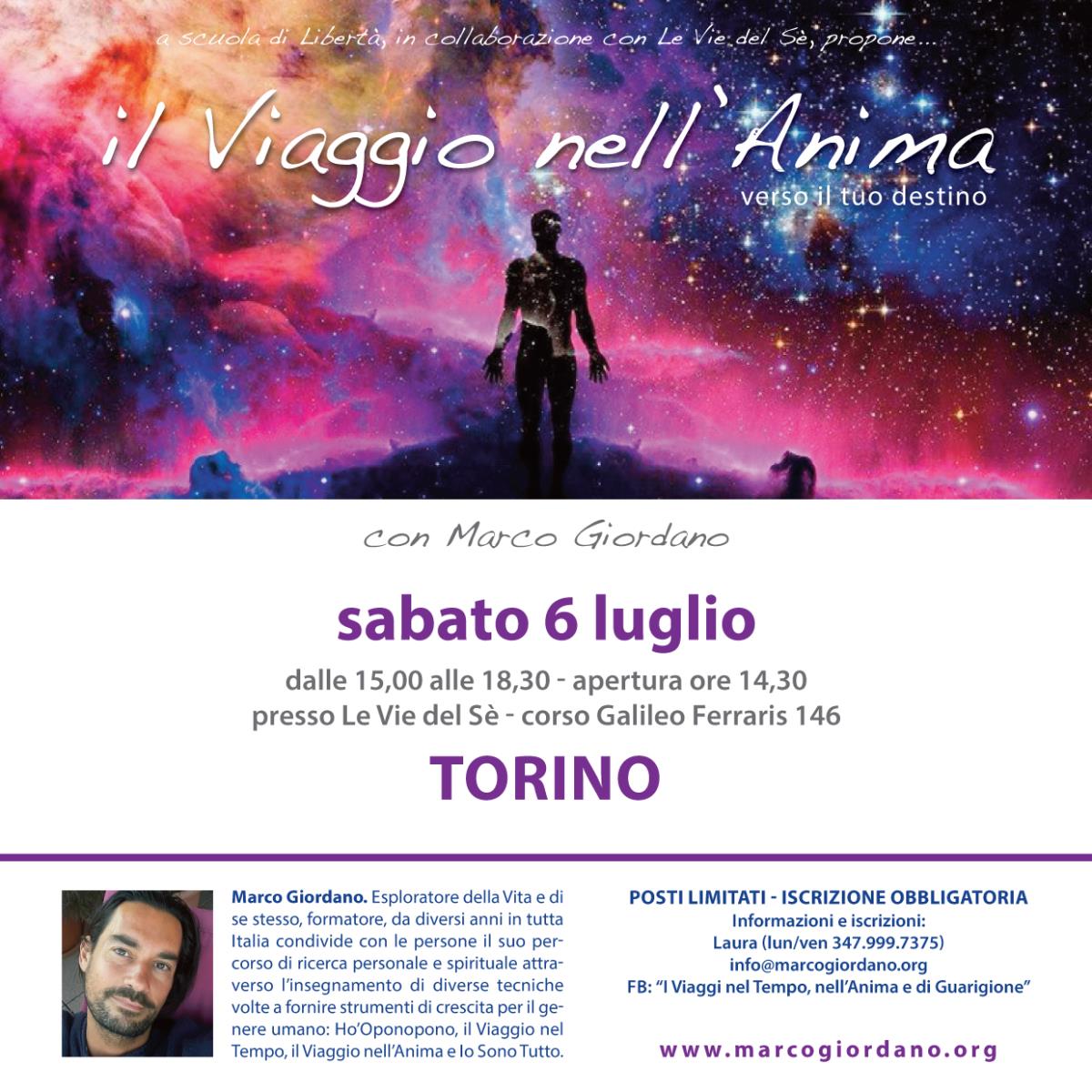 <b>IL VIAGGIO NELL'ANIMA</b> sabato 6 luglio <b>TORINO