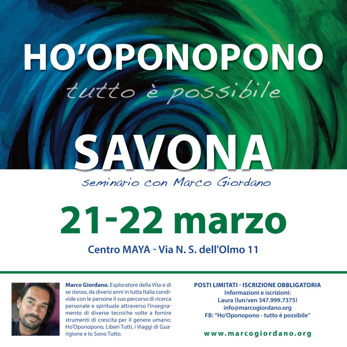 <b>HO'OPONOPONO SEMINARIO</b> 21-22 marzo <b>SAVONA