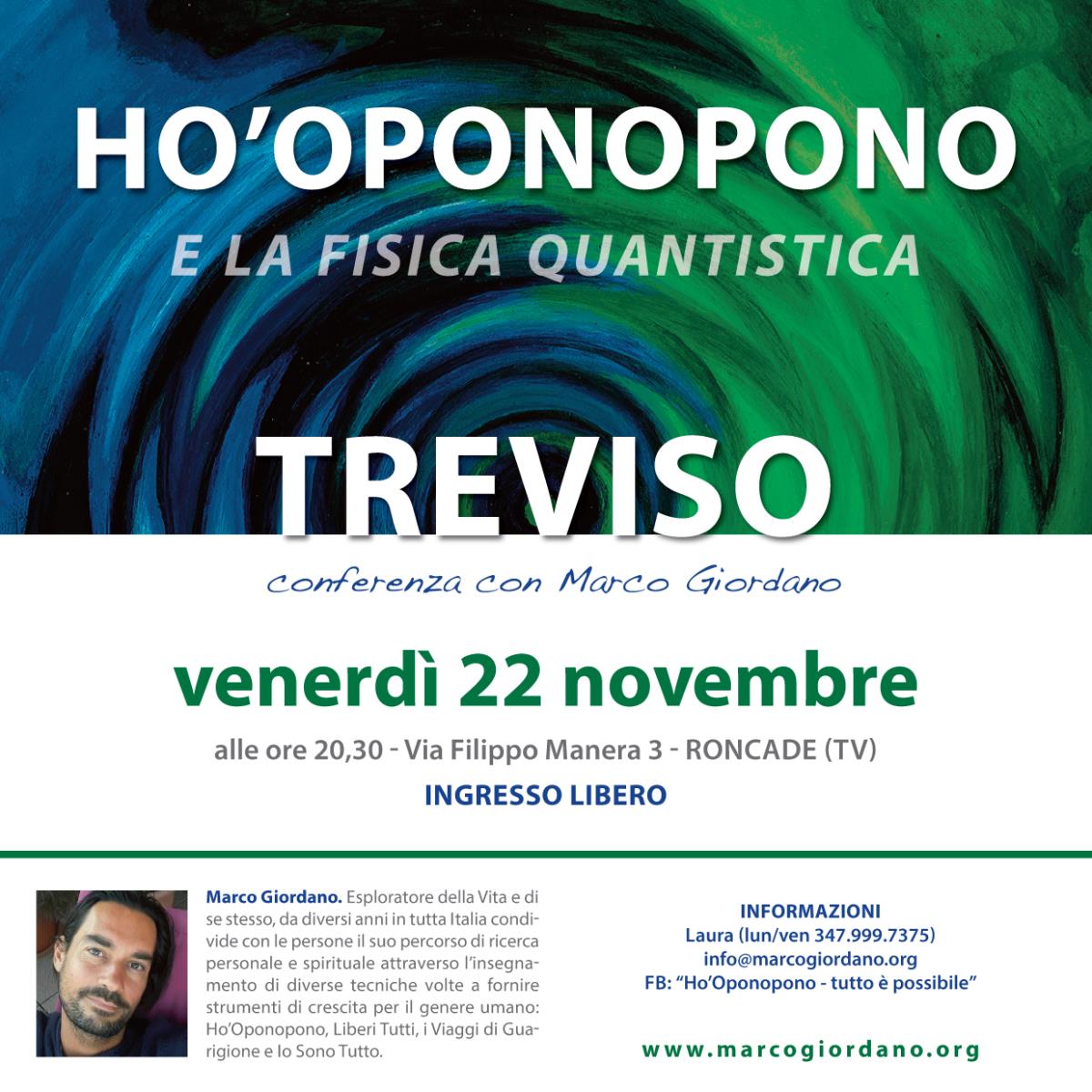 <b>HO'OPONOPONO e la Fisica Quantistica - conferenza</b> venerd 22 novembre <b>TREVISO