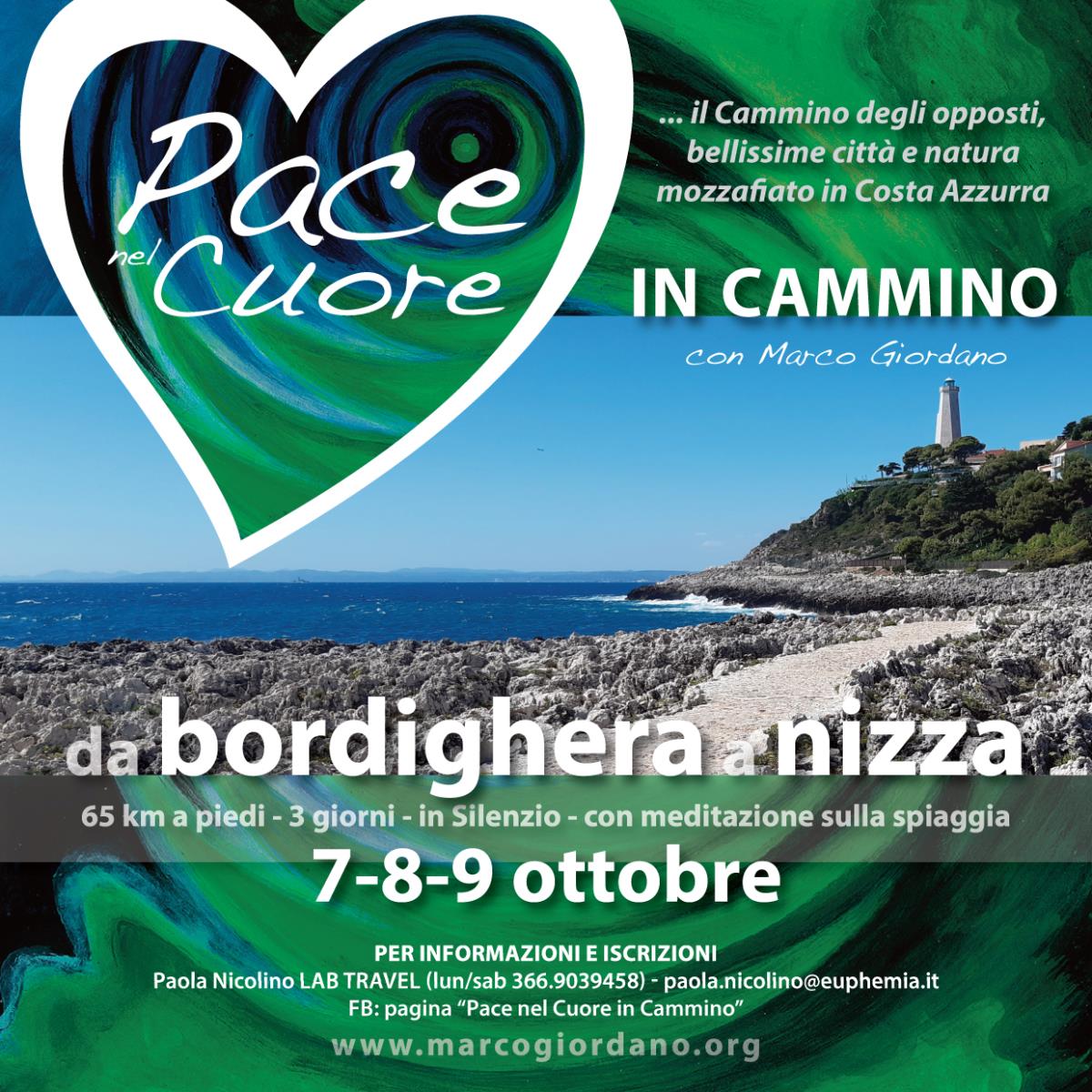 <b>PACE NEL CUORE IN CAMMINO</b> 7-8-9 ottobre <b>da BORDIGHERA a NIZZA