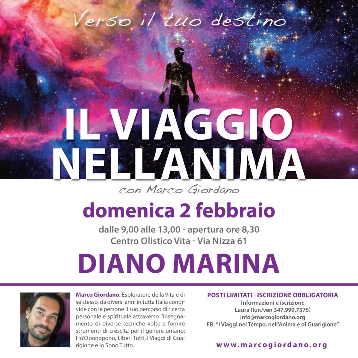 <b>IL VIAGGIO NELL'ANIMA</b> domenica 2 febbraio <b>DIANO MARINA (IM)