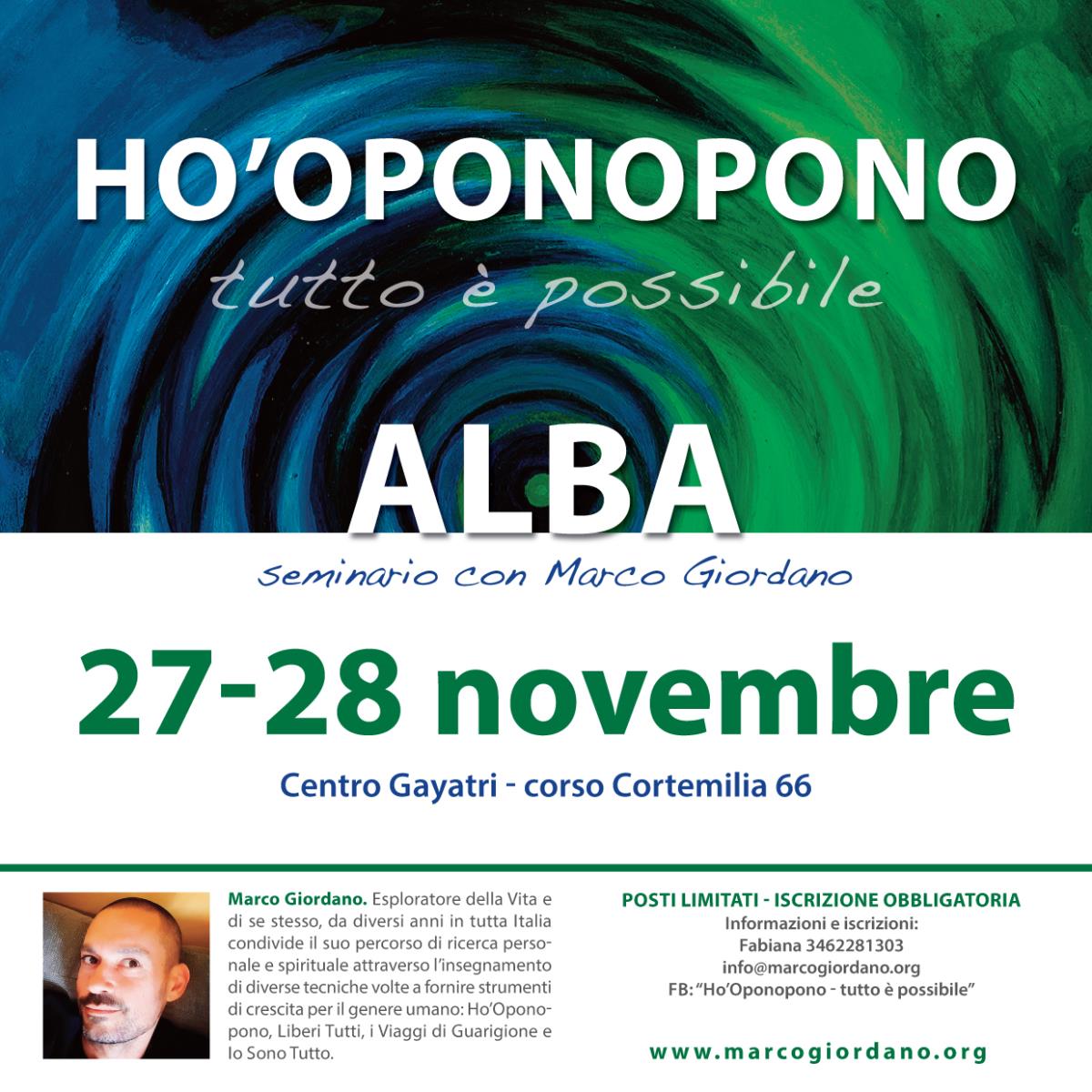 <b>HO'OPONOPONO SEMINARIO</b> 27-28 novembre <b>ALBA (Cuneo)