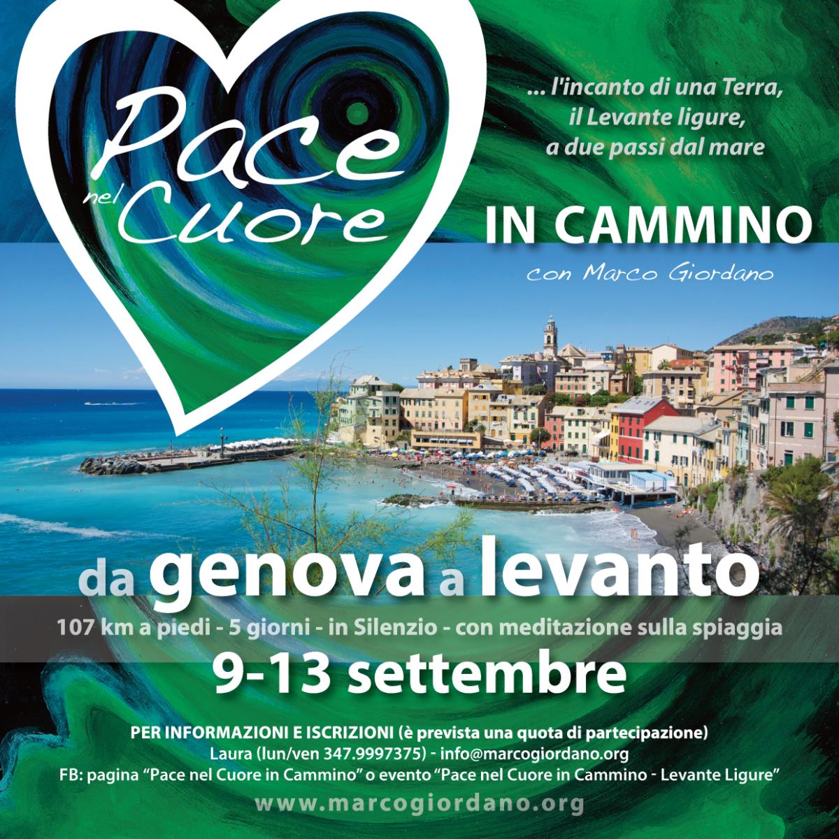 <b>PACE NEL CUORE IN CAMMINO</b> 9-13 settembre <b>da GENOVA a LEVANTO