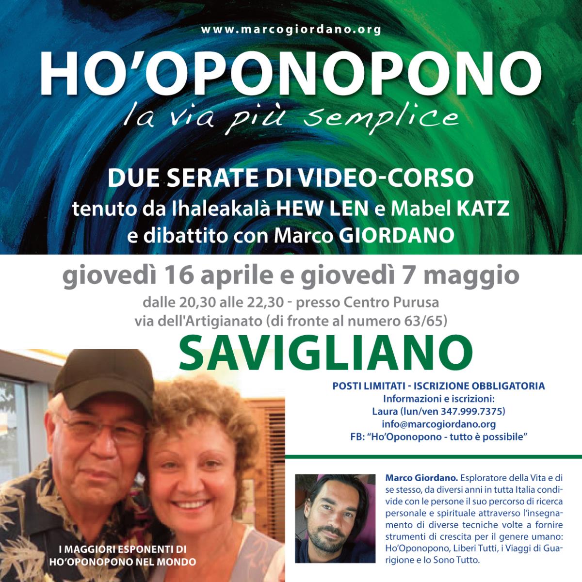 Video-corso - I incontro <b>HO'OPONOPONO</b> gioved 16 aprile <b>SAVIGLIANO (CN)