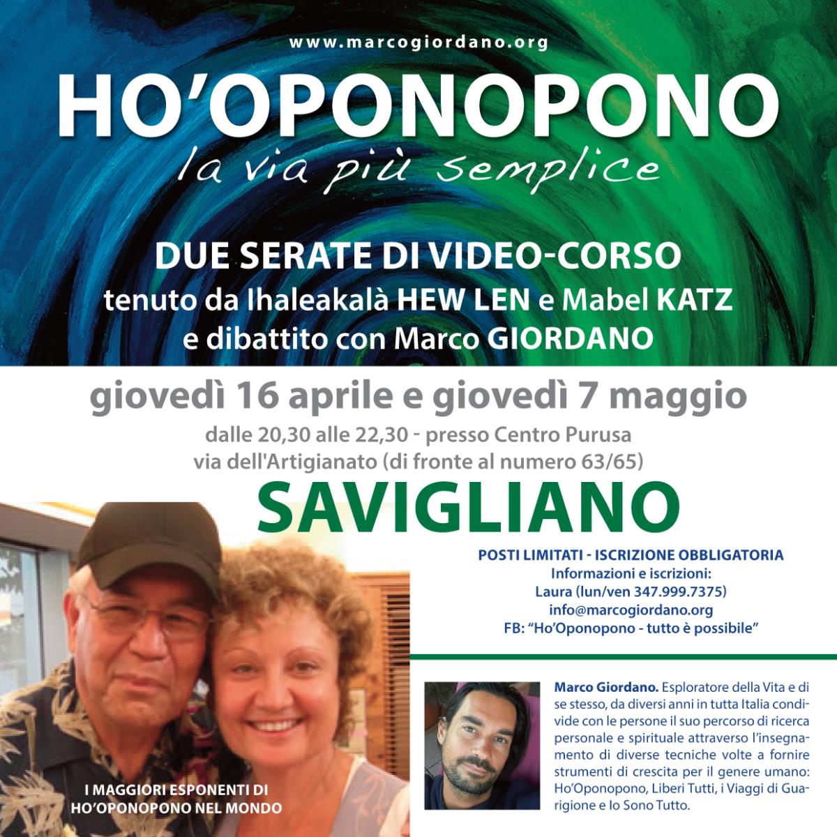 Video-corso - I incontro <b>HO'OPONOPONO</b> giovedì 16 aprile <b>SAVIGLIANO (CN)