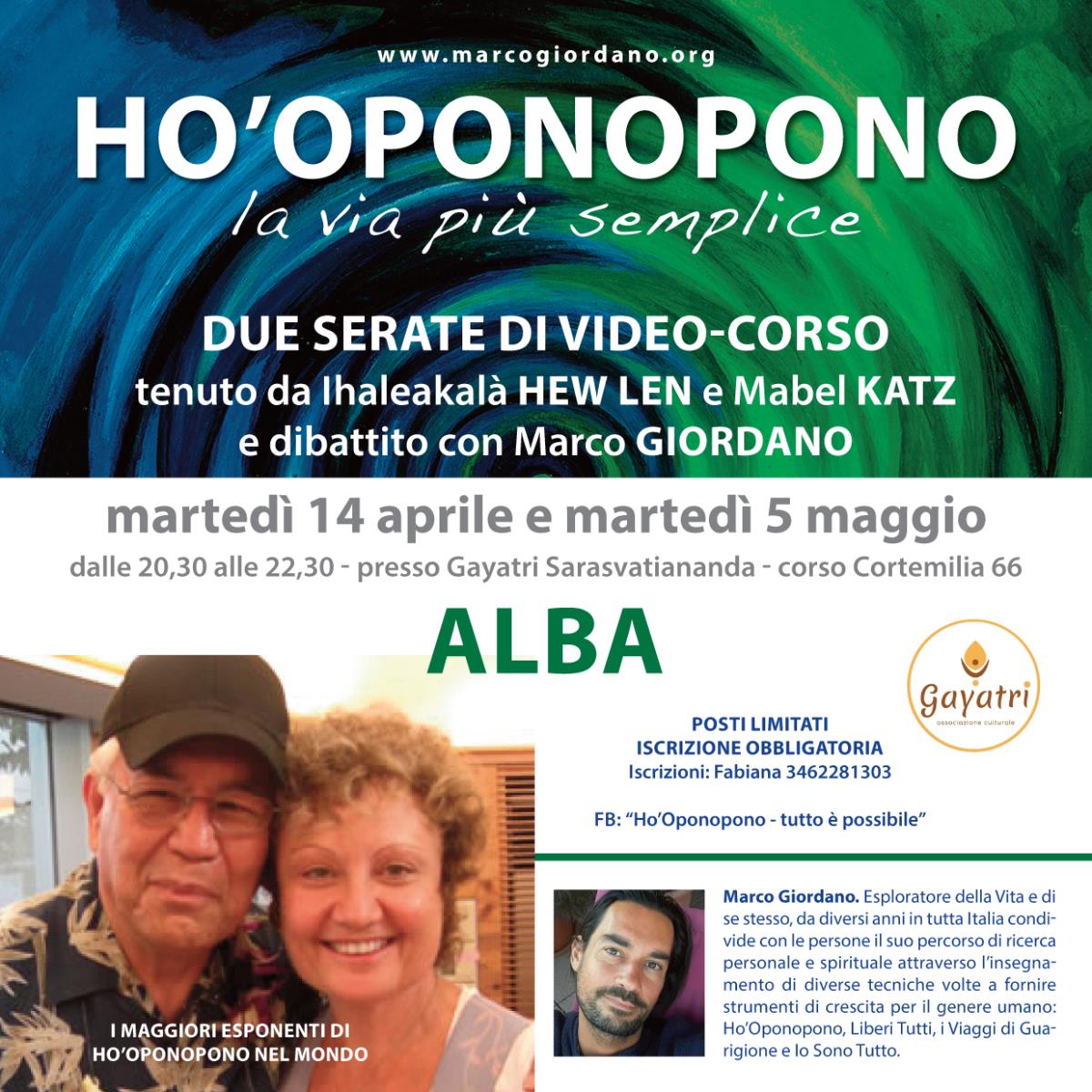 Video-corso - I incontro <b>HO'OPONOPONO</b> marted 14 aprile <b>ALBA (CN)