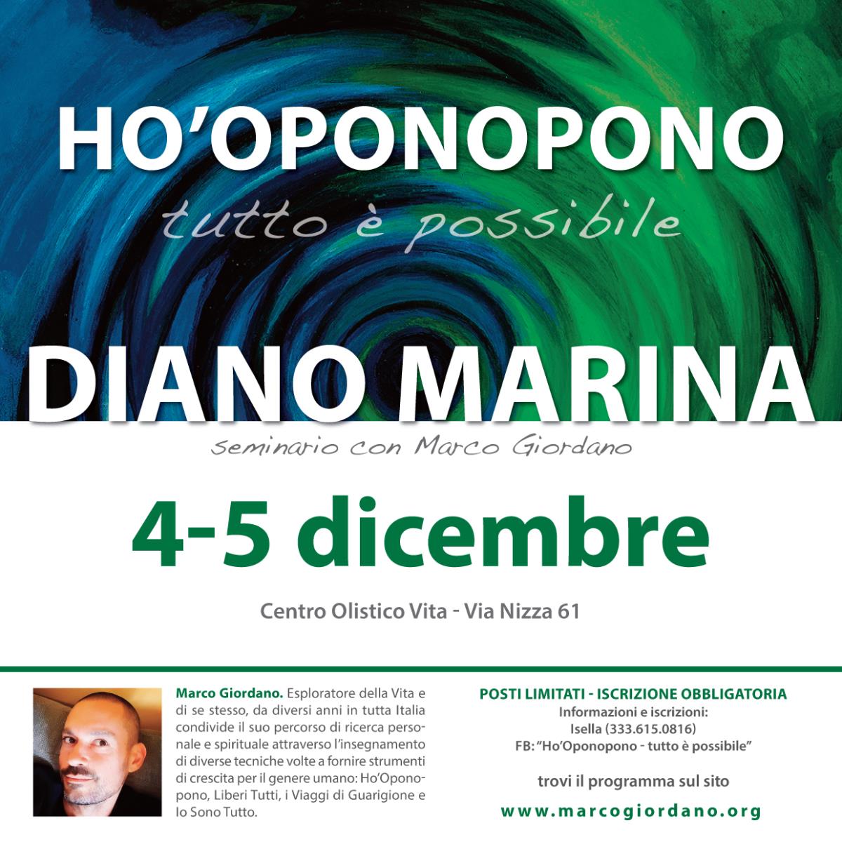 <b>HO'OPONOPONO SEMINARIO</b> 4-5 dicembre <b>DIANO MARINA (Imperia)