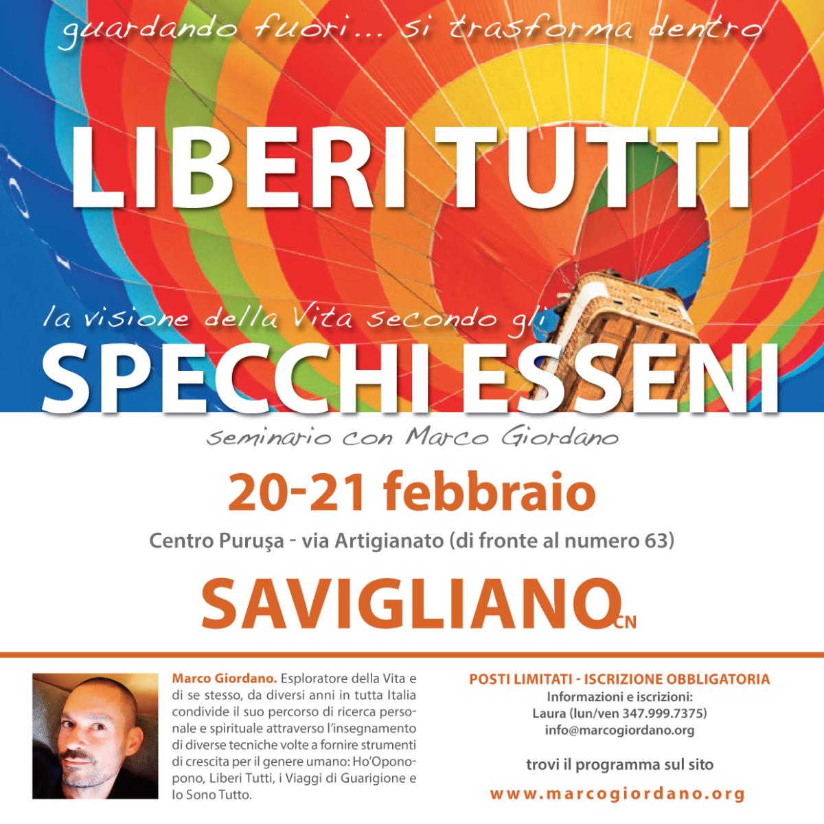 <b>LIBERI TUTTI SEMINARIO</b> 20-21 febbraio <b>SAVIGLIANO (Cuneo)