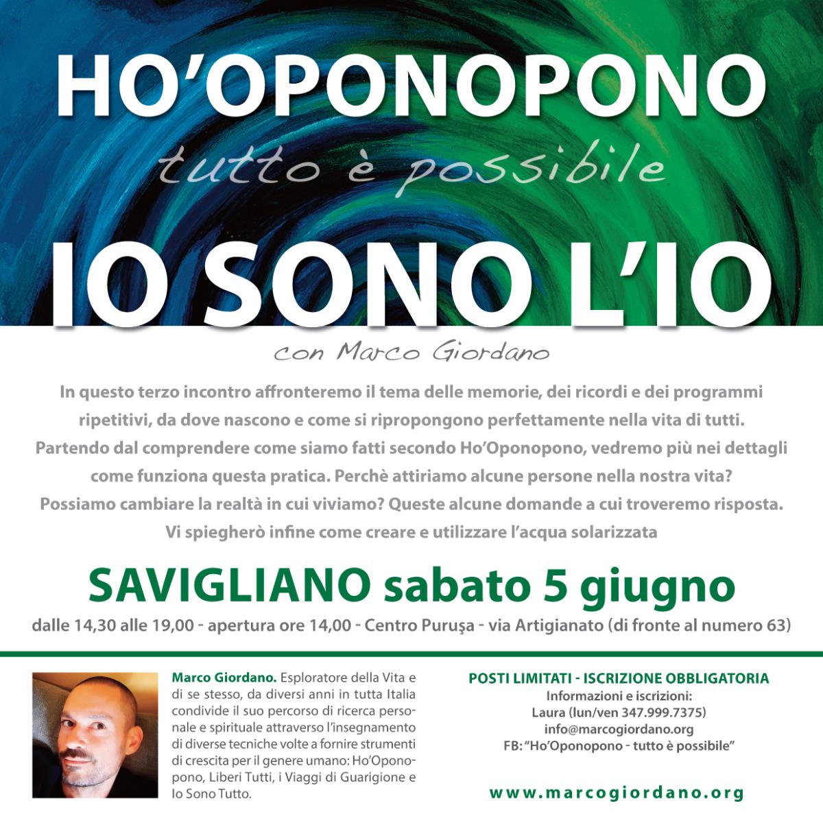 <b>HO'OPONOPONO IO SONO L'IO</b> 5 giugno <b>SAVIGLIANO (Cuneo)