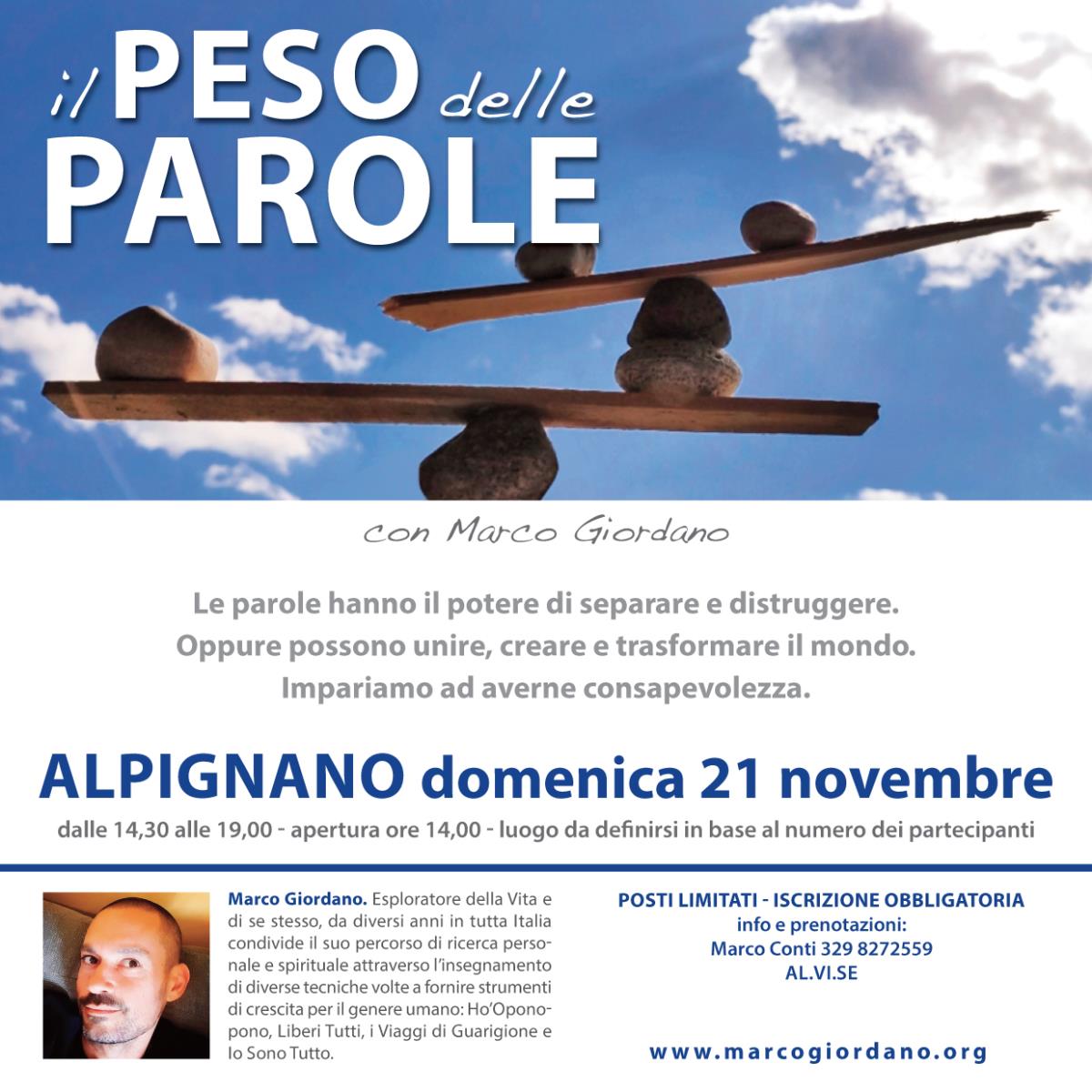 <b>IL PESO DELLE PAROLE</b> domenica 21 novembre <b>ALPIGNANO (Torino)