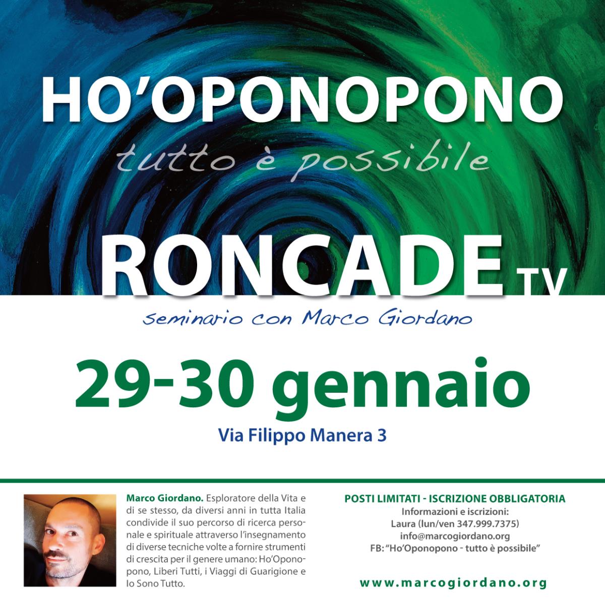 <b>HO'OPONOPONO SEMINARIO</b> 29-30 gennaio <b>RONCADE (Treviso)