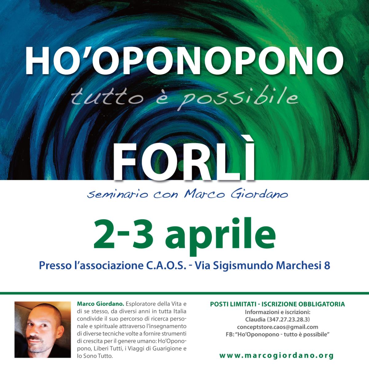 <b>HO'OPONOPONO SEMINARIO</b> 2-3 aprile <b>FORLI'