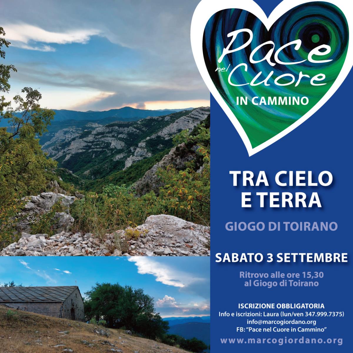<b>TRA CIELO E TERRA</b> sabato 3 settembre <b>GIOGO DI TOIRANO (Savona)