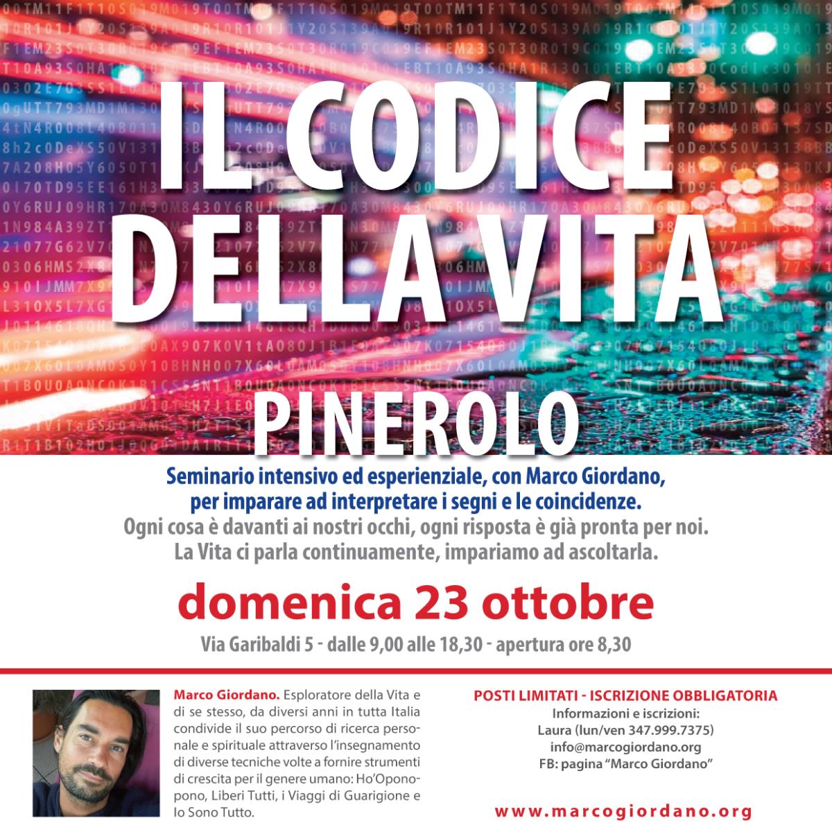 <b>IL CODICE DELLA VITA SEMINARIO</b> domenica 23 ottobre <b>PINEROLO (Torino)