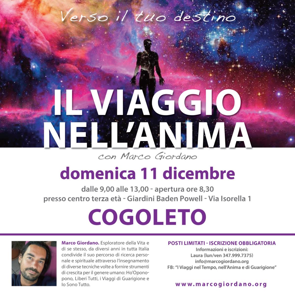 <b>IL VIAGGIO NELL'ANIMA</b> domenica 11 dicembre <b>COGOLETO (Genova)