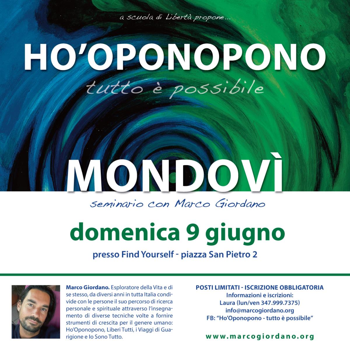 <b>HO'OPONOPONO SEMINARIO</b> domenica 9 giugno <b>MONDOVI (CN)