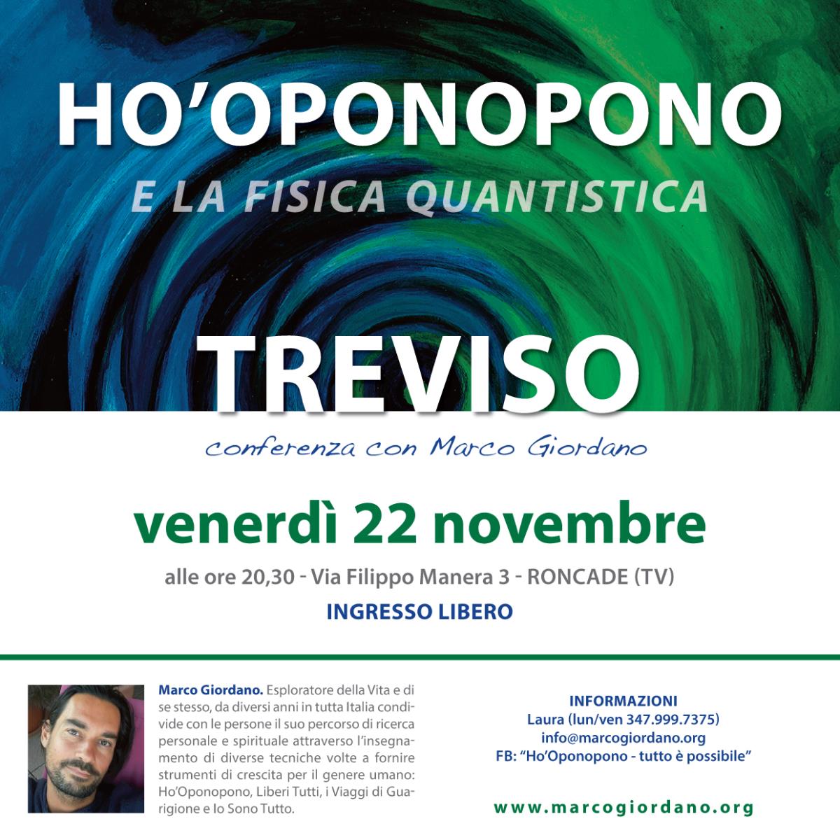 <b>HO'OPONOPONO e la Fisica Quantistica - conferenza</b> venerd 22 novembre <b>TREVISO