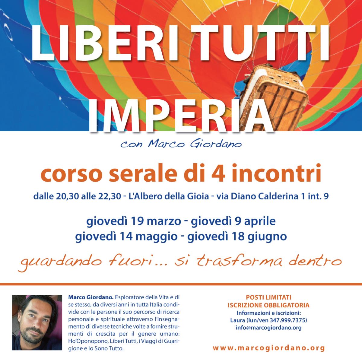 Corso serale - I incontro <b>LIBERI TUTTI</b> gioved 19 marzo <b>IMPERIA