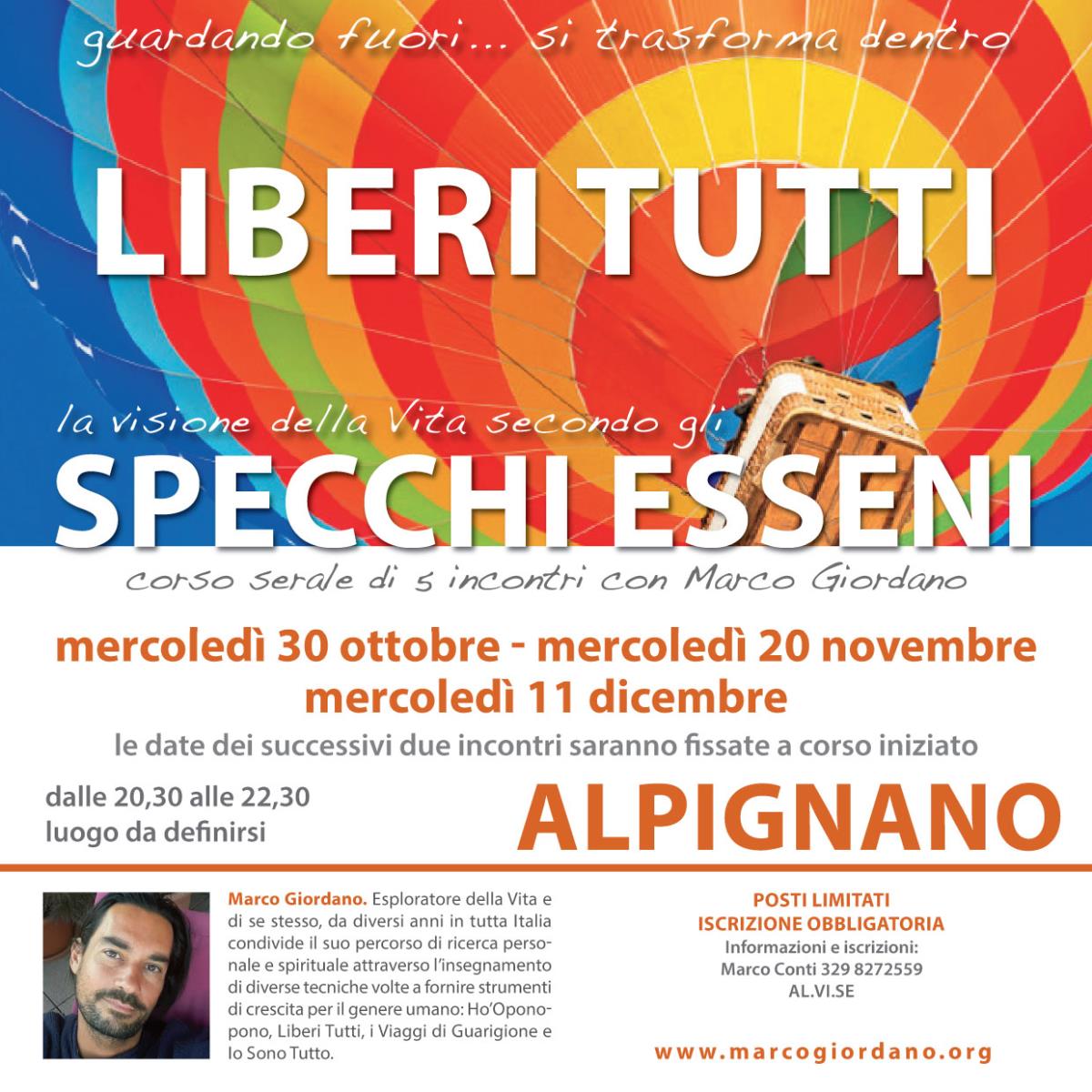 <b>LIBERI TUTTI - SPECCHI ESSENI</b> corso serale <b>ALPIGNANO (Torino)