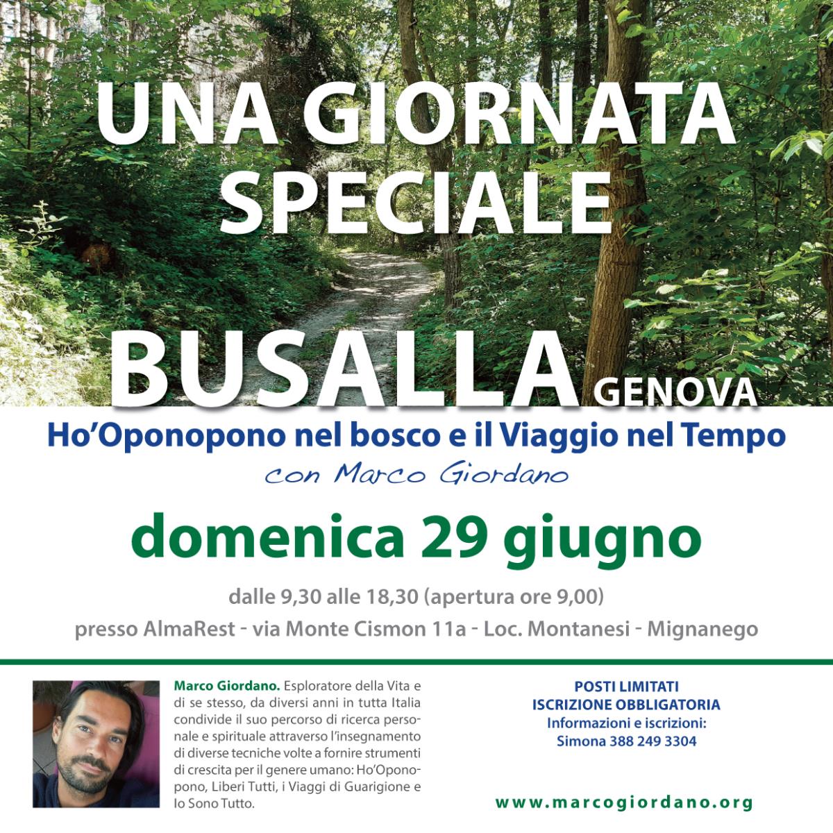 <b>UNA GIORNATA SPECIALE</b> domenica 29 giugno <b>BUSALLA (Genova)