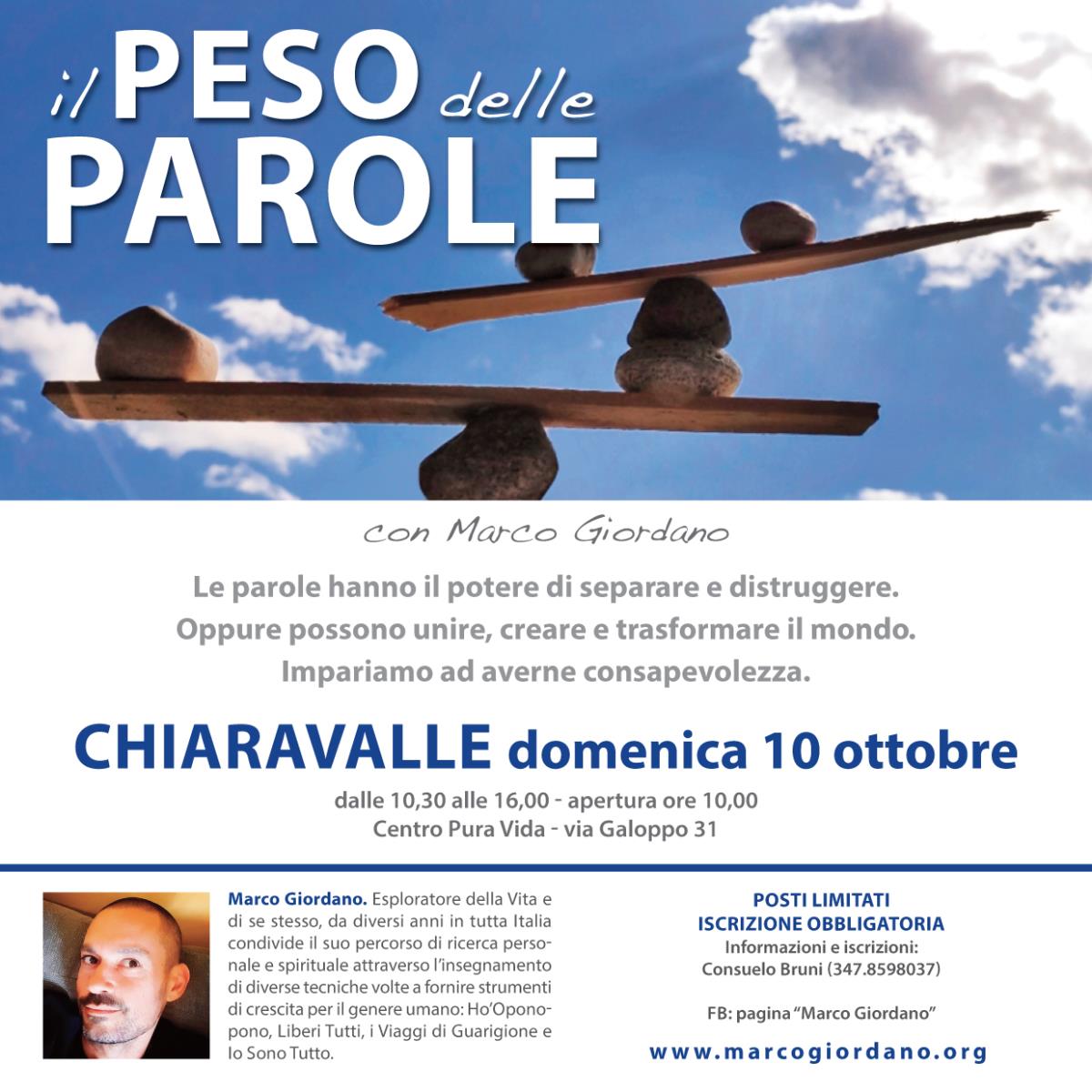 <b>IL PESO DELLE PAROLE</b> domenica 10 ottobre <b>CHIARAVALLE (Ancona)