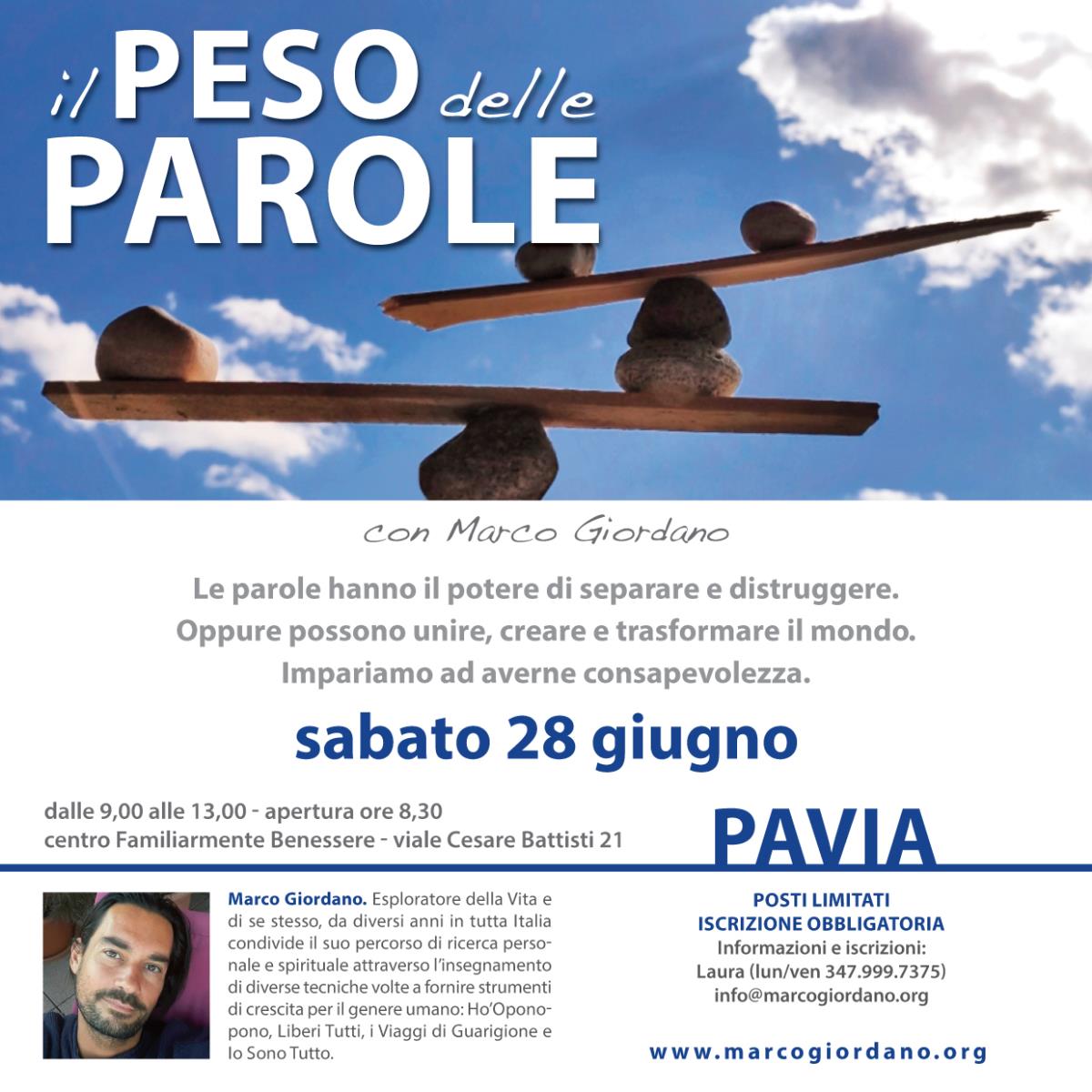 <b>IL PESO DELLE PAROLE</b> sabato 28 giugno <b>PAVIA