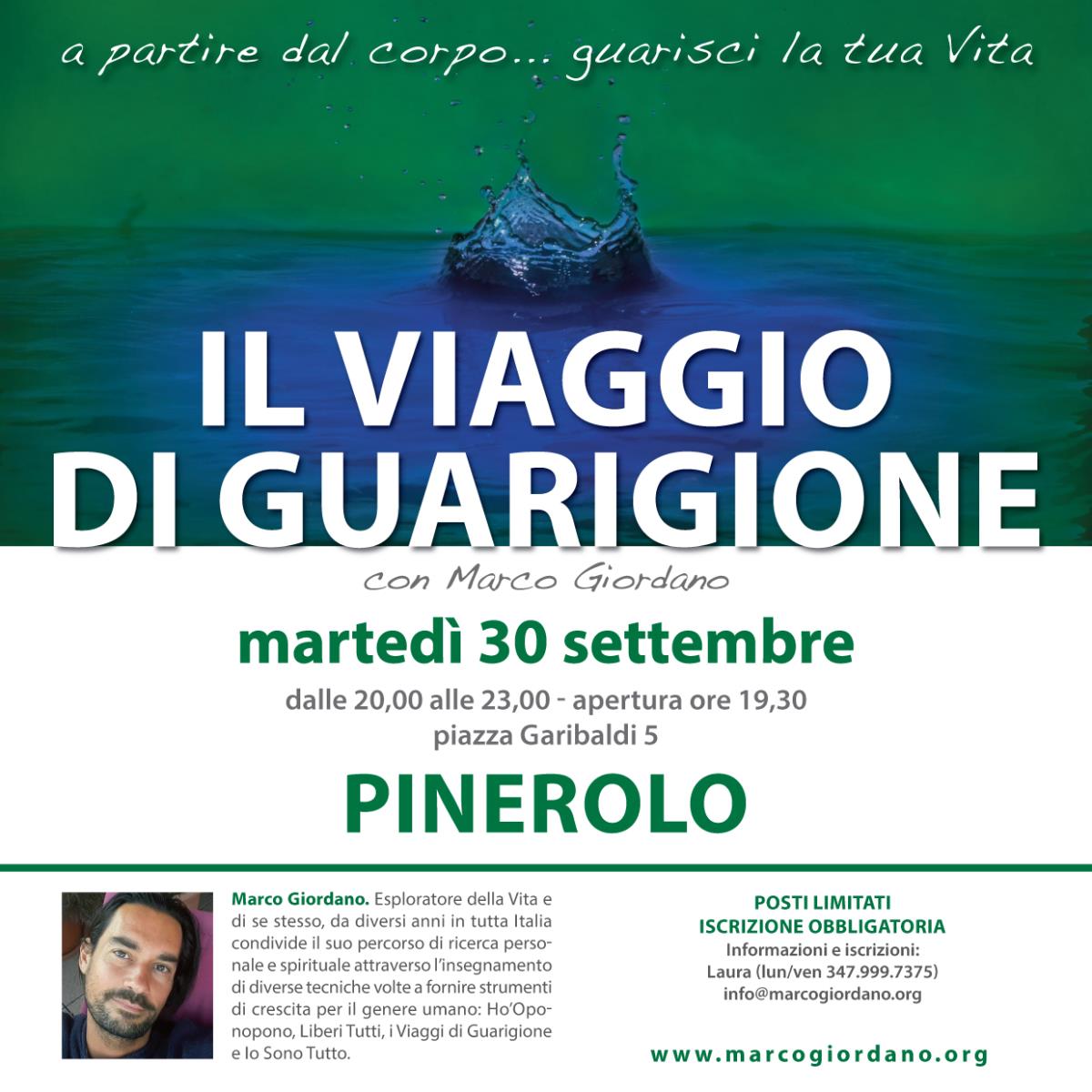 <b>IL VIAGGIO DI GUARIGIONE</b> martedì 30 settembre <b>PINEROLO (Torino)