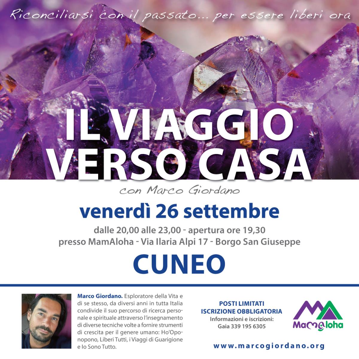 <b>IL VIAGGIO VERSO CASA</b> venerdì 26 settembre <b>CUNEO