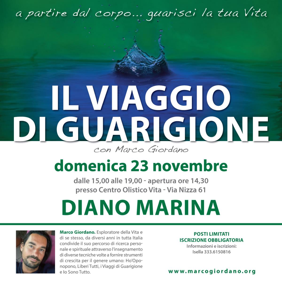 <b>IL VIAGGIO DI GUARIGIONE</b> domenica 23 novembre <b>DIANO MARINA (Imperia)