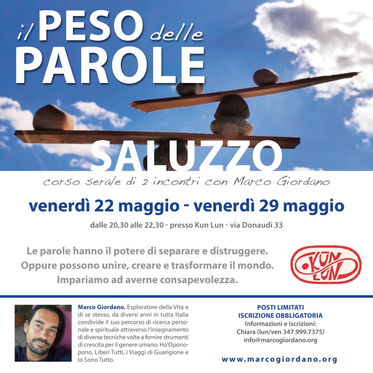 <b>IL PESO DELLE PAROLE</b> venerd� 22 maggio - 29 maggio <b>SALUZZO (Cuneo)