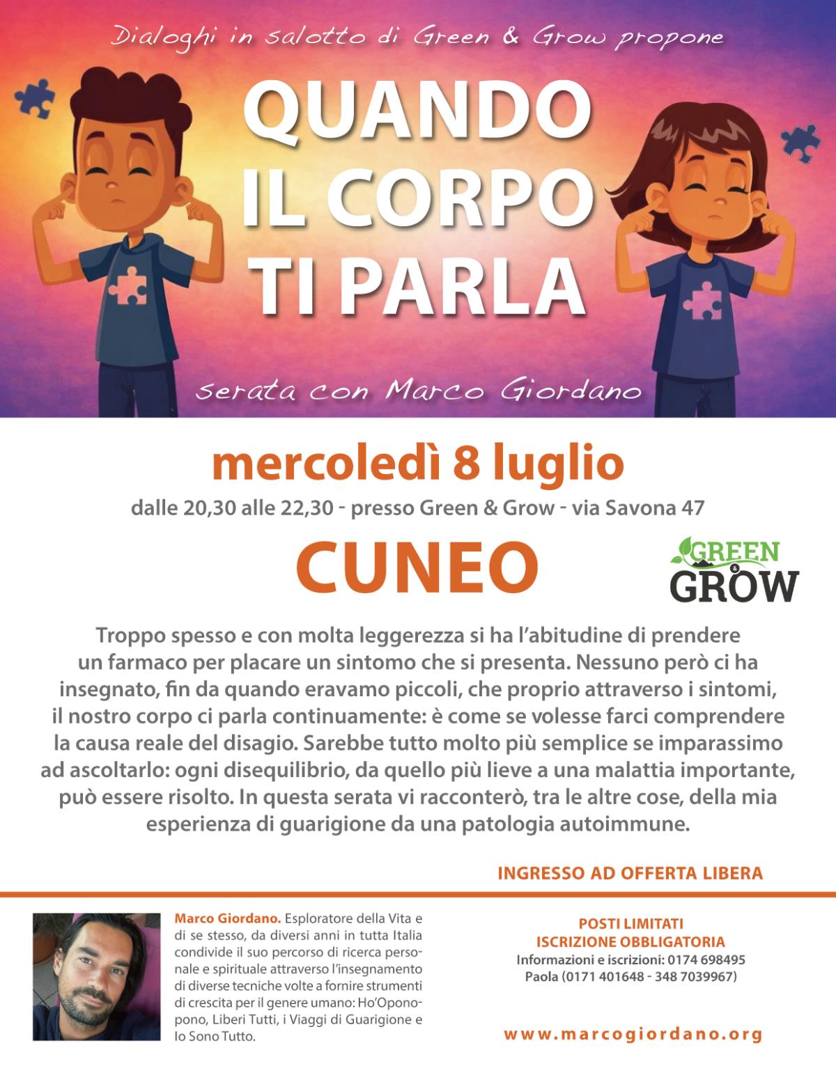 <b>QUANDO IL CORPO TI PARLA</b> mercoled� 8 luglio <b>CUNEO