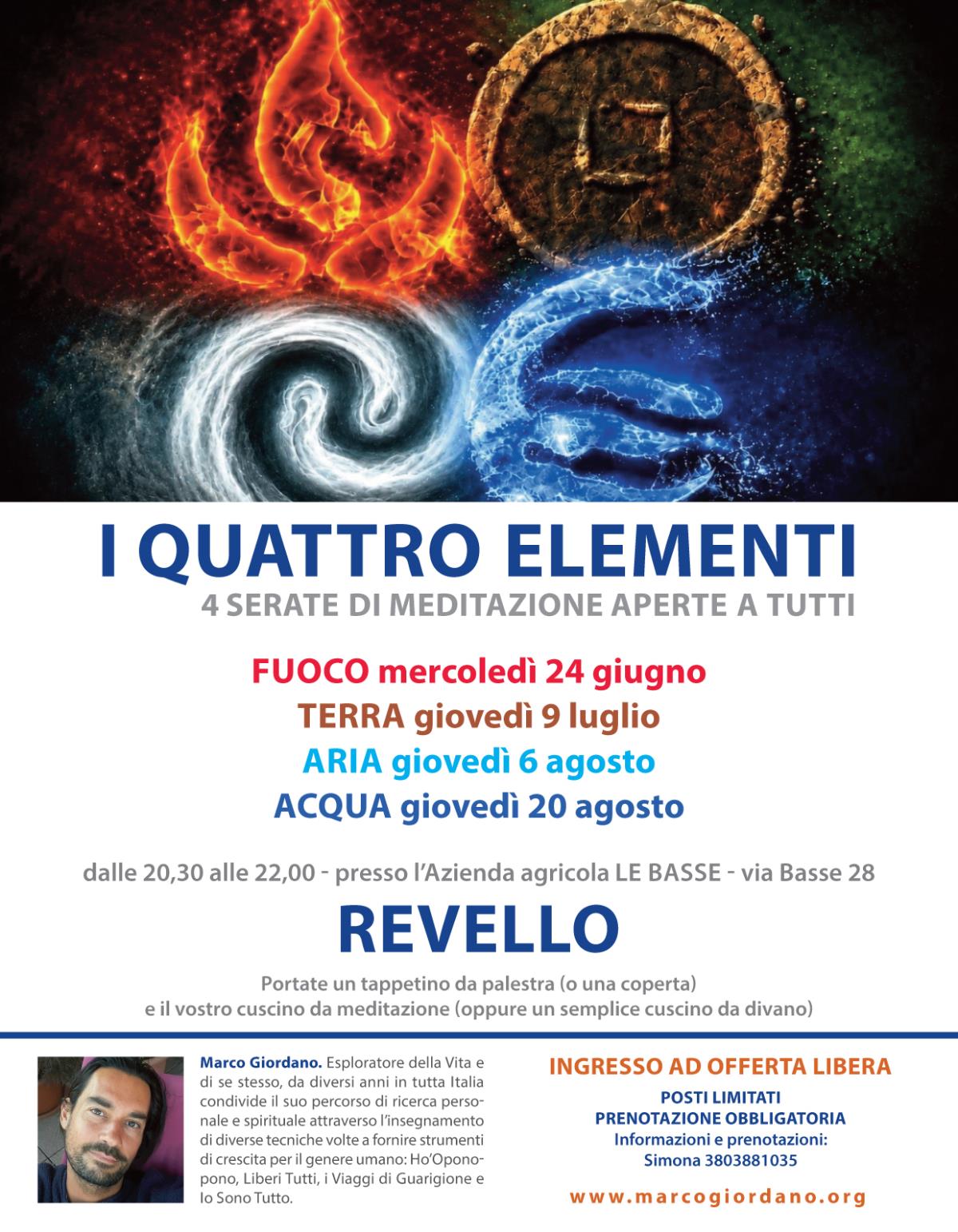 <b>I QUATTRO ELEMENTI</b> 24 giugno - 20 agosto <b>REVELLO (Cuneo)