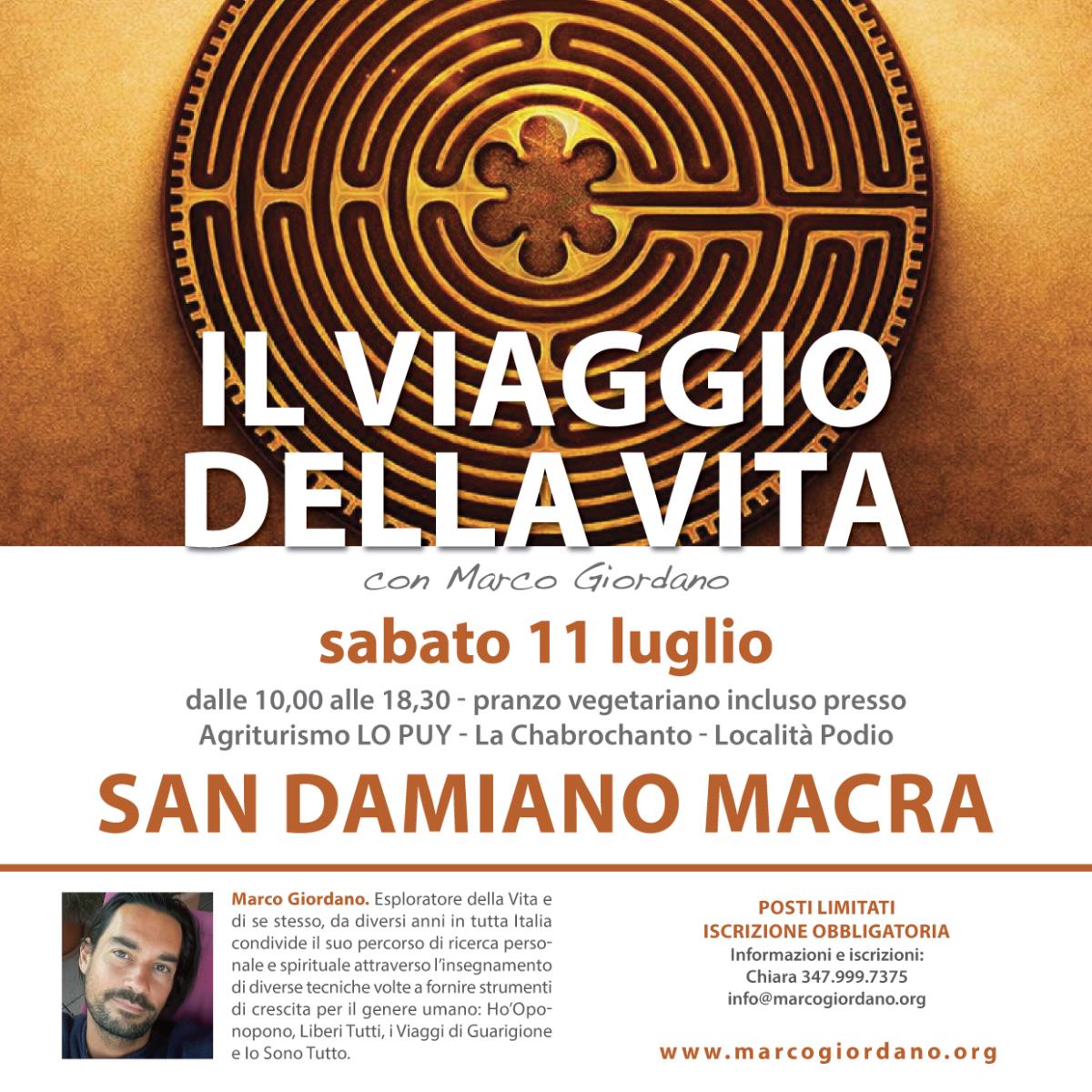<b>IL VIAGGIO DELLA VITA</b> sabato 11 luglio <b>SAN DAMIANO MACRA (Cuneo)