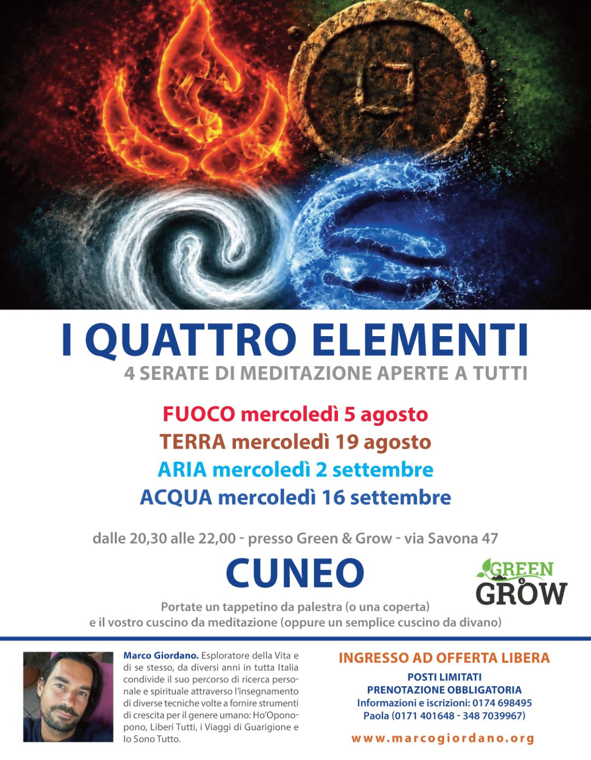<b>I QUATTRO ELEMENTI</b> 5 agosto - 16 settembre <b>CUNEO