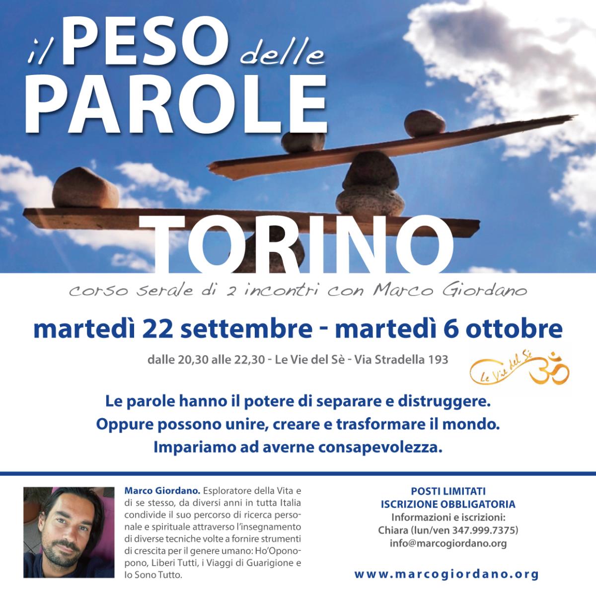 <b>IL PESO DELLE PAROLE</b> marted� 22 settembre - 6 ottobre <b>TORINO