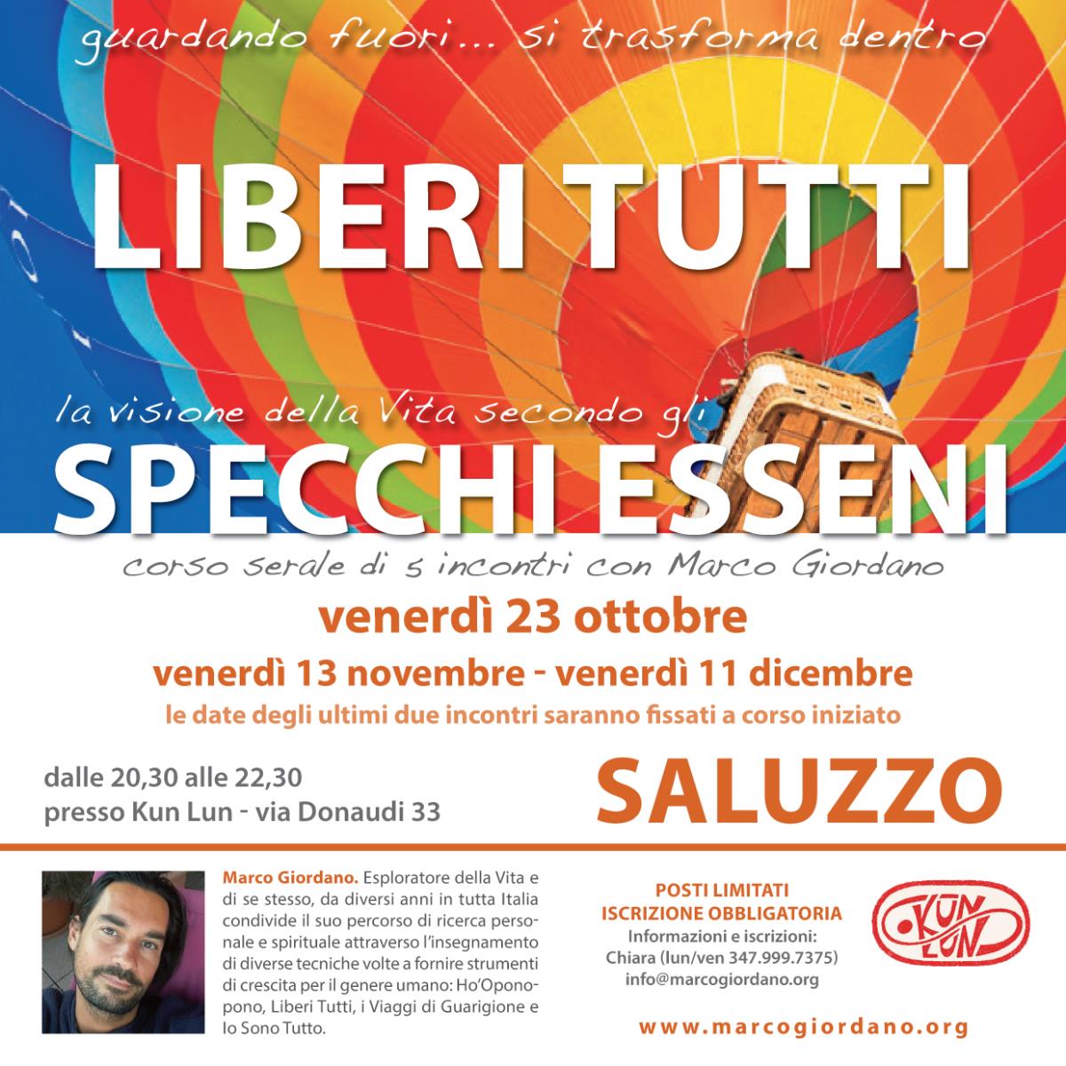 <b>LIBERI TUTTI - SPECCHI ESSENI</b> corso serale <b>SALUZZO (Cuneo)