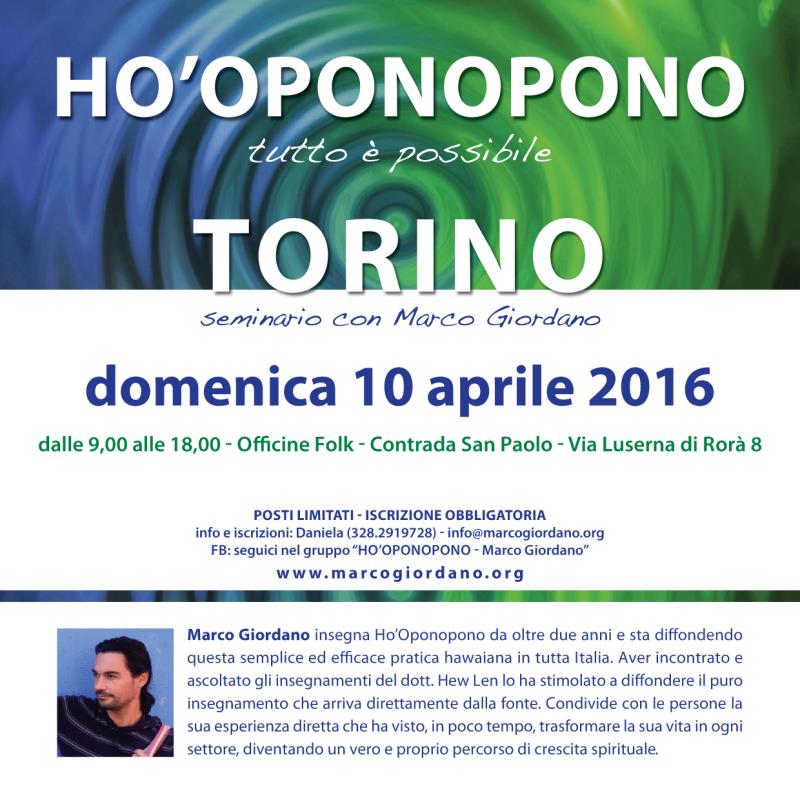HO'OPONOPONO A TORINO