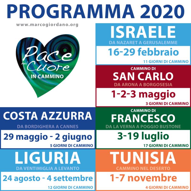 PACE NEL CUORE IM CAMMINO - PROGRAMMA 2020